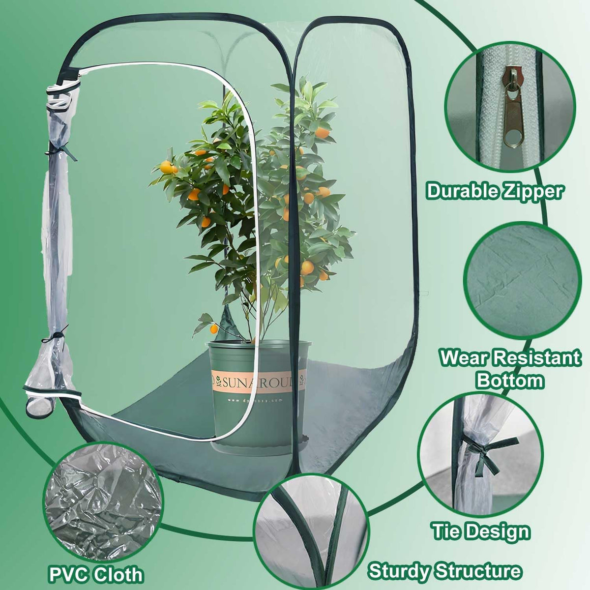 Plant Mini Greenhouse Pop Up Greenhouse Covers, Transparent Freeze Protection PVC Tent with Roll-up Zipper Entry Doors for Indoor and Outdoor Gardens Protecting Plant from Cold Frost (PVC, 39x39x39in)