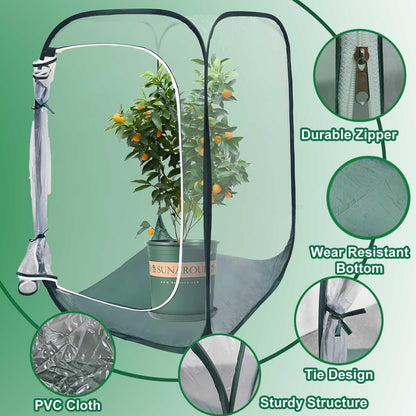 Plant Mini Greenhouse Pop Up Greenhouse Covers, Transparent Freeze Protection PVC Tent with Roll-up Zipper Entry Doors for Indoor and Outdoor Gardens Protecting Plant from Cold Frost (PVC, 39x39x39in)