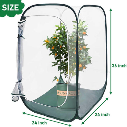 Plant Mini Greenhouse Pop Up Greenhouse Covers, Transparent Freeze Protection PVC Tent with Roll-up Zipper Entry Doors for Indoor and Outdoor Gardens Protecting Plant from Cold Frost (PVC, 39x39x39in)