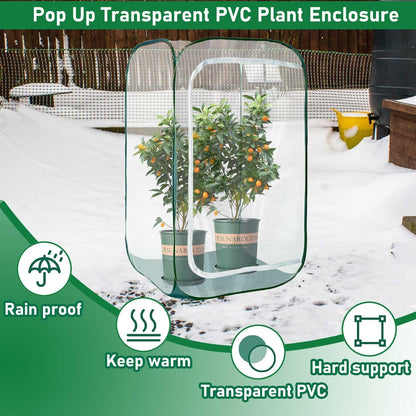 Plant Mini Greenhouse Pop Up Greenhouse Covers, Transparent Freeze Protection PVC Tent with Roll-up Zipper Entry Doors for Indoor and Outdoor Gardens Protecting Plant from Cold Frost (PVC, 39x39x39in)