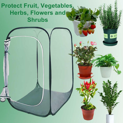 Plant Mini Greenhouse Pop Up Greenhouse Covers, Transparent Freeze Protection PVC Tent with Roll-up Zipper Entry Doors for Indoor and Outdoor Gardens Protecting Plant from Cold Frost (PVC, 39x39x39in)