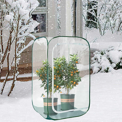 Plant Mini Greenhouse Pop Up Greenhouse Covers, Transparent Freeze Protection PVC Tent with Roll-up Zipper Entry Doors for Indoor and Outdoor Gardens Protecting Plant from Cold Frost (PVC, 39x39x39in)