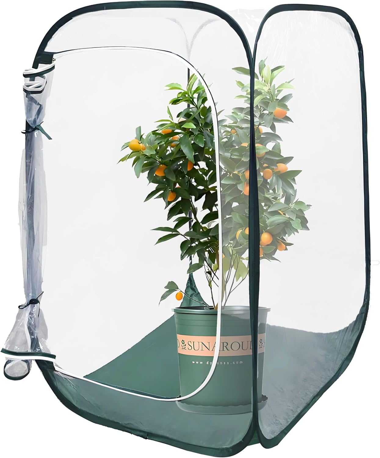 Plant Mini Greenhouse Pop Up Greenhouse Covers, Transparent Freeze Protection PVC Tent with Roll-up Zipper Entry Doors for Indoor and Outdoor Gardens Protecting Plant from Cold Frost (PVC, 39x39x39in)
