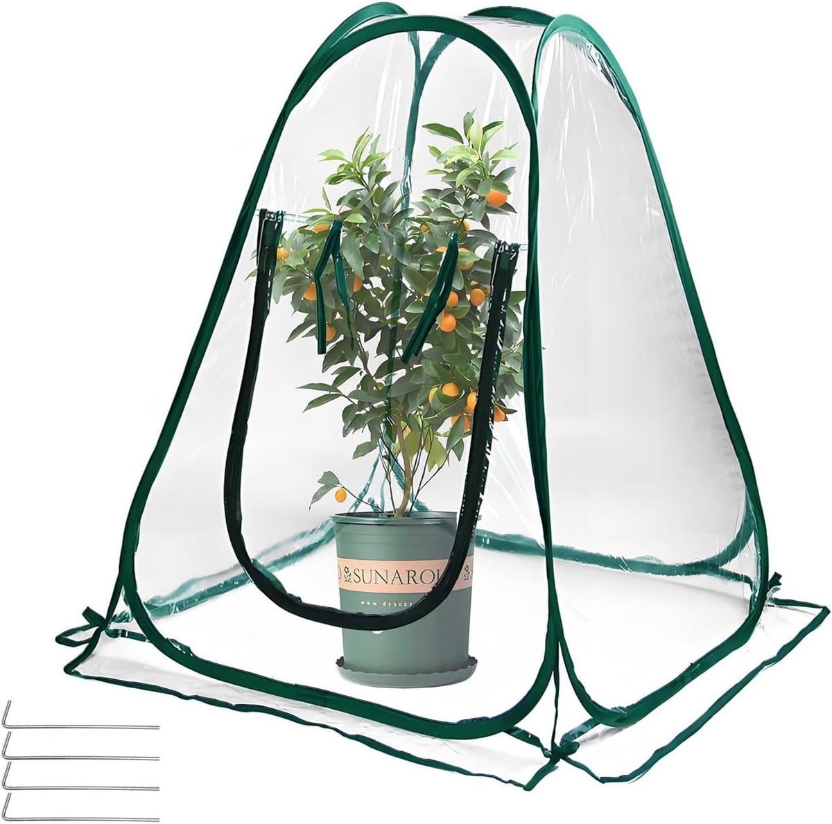 Plant Mini Greenhouse Pop Up Greenhouse Covers, Transparent Freeze Protection PVC Tent with Roll-up Zipper Entry Doors for Indoor and Outdoor Gardens Protecting Plant from Cold Frost (PVC, 39x39x39in)