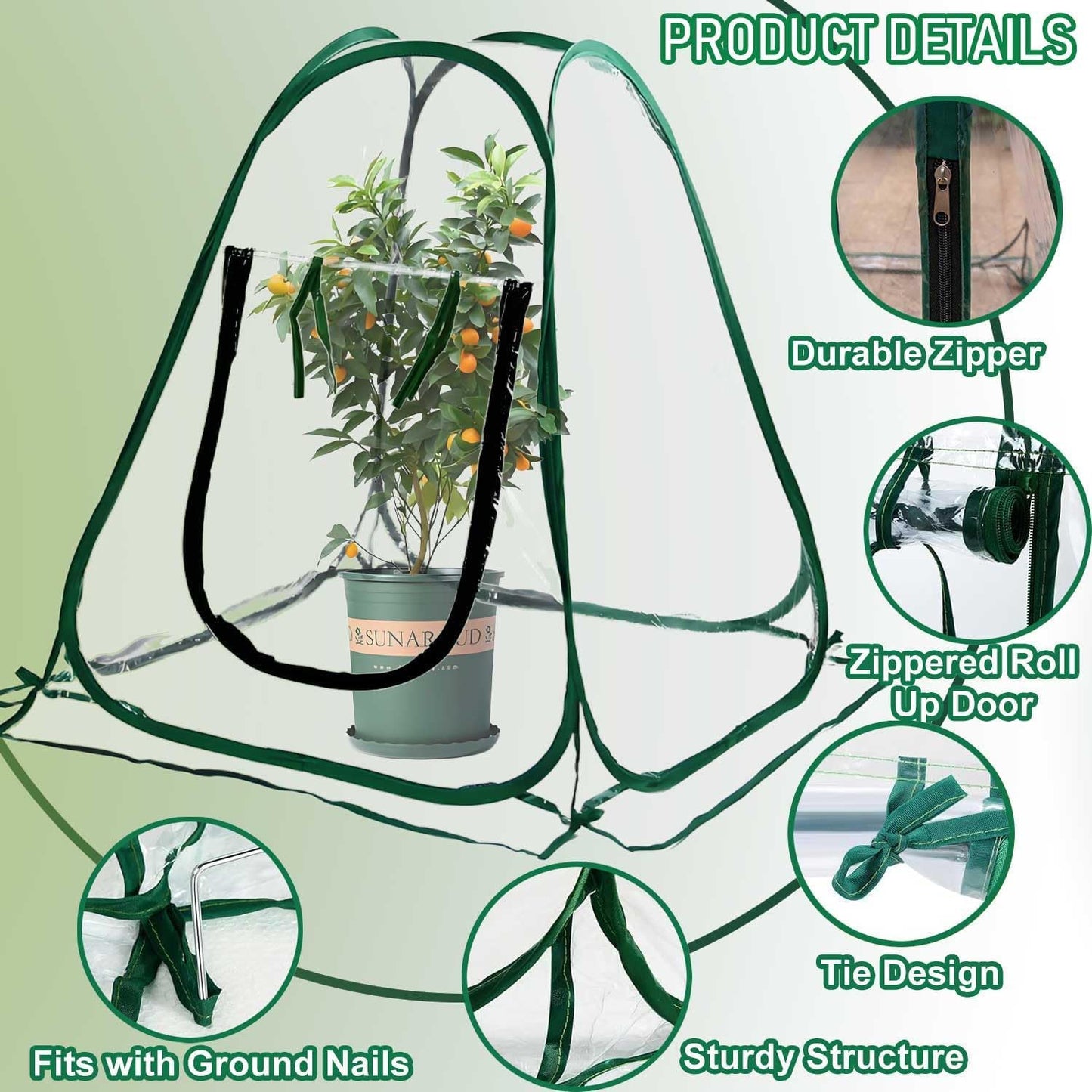 Plant Mini Greenhouse Pop Up Greenhouse Covers, Transparent Freeze Protection PVC Tent with Roll-up Zipper Entry Doors for Indoor and Outdoor Gardens Protecting Plant from Cold Frost (PVC, 39x39x39in)