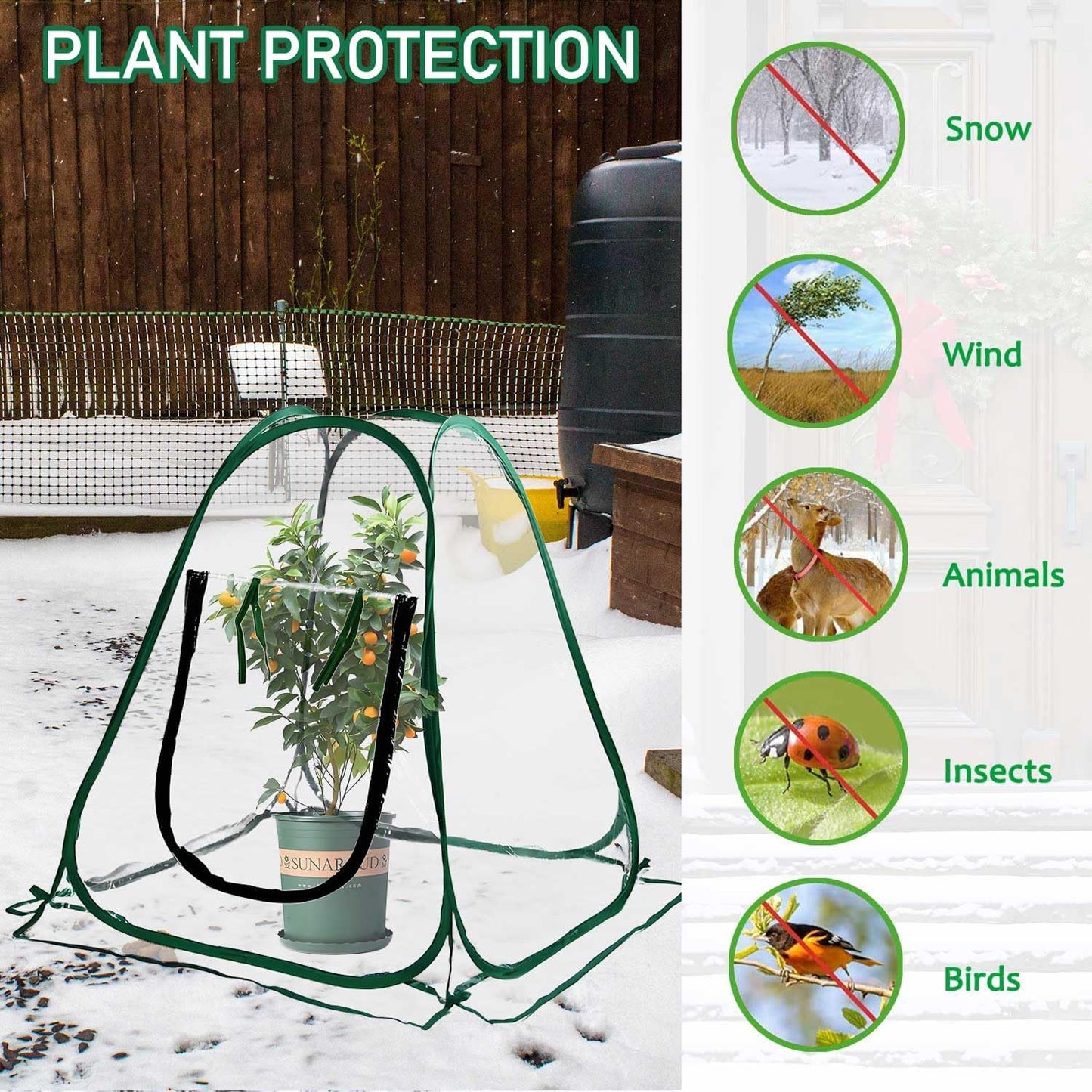 Plant Mini Greenhouse Pop Up Greenhouse Covers, Transparent Freeze Protection PVC Tent with Roll-up Zipper Entry Doors for Indoor and Outdoor Gardens Protecting Plant from Cold Frost (PVC, 39x39x39in)