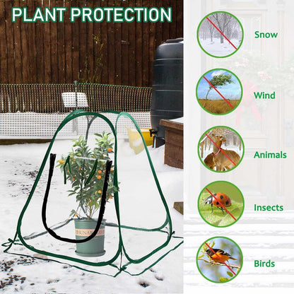 Plant Mini Greenhouse Pop Up Greenhouse Covers, Transparent Freeze Protection PVC Tent with Roll-up Zipper Entry Doors for Indoor and Outdoor Gardens Protecting Plant from Cold Frost (PVC, 39x39x39in)