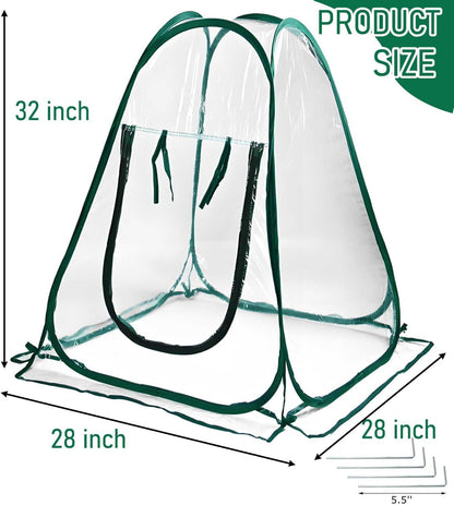 Plant Mini Greenhouse Pop Up Greenhouse Covers, Transparent Freeze Protection PVC Tent with Roll-up Zipper Entry Doors for Indoor and Outdoor Gardens Protecting Plant from Cold Frost (PVC, 39x39x39in)