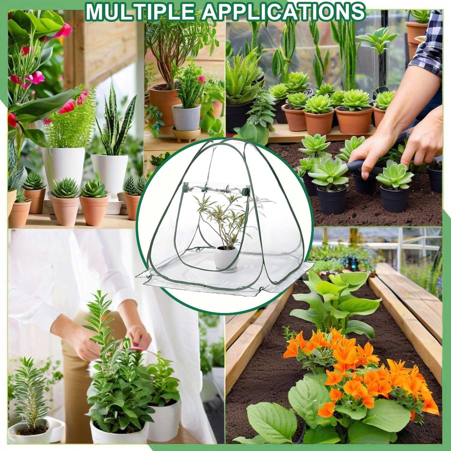Plant Mini Greenhouse Pop Up Greenhouse Covers, Transparent Freeze Protection PVC Tent with Roll-up Zipper Entry Doors for Indoor and Outdoor Gardens Protecting Plant from Cold Frost (PVC, 39x39x39in)