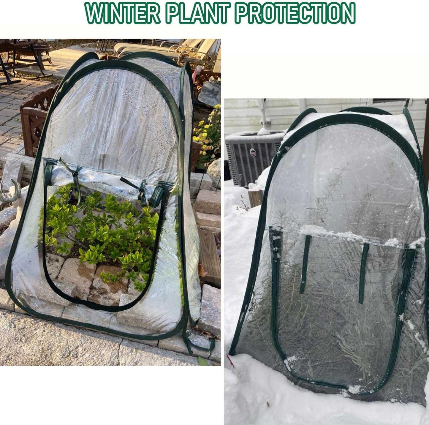 Plant Mini Greenhouse Pop Up Greenhouse Covers, Transparent Freeze Protection PVC Tent with Roll-up Zipper Entry Doors for Indoor and Outdoor Gardens Protecting Plant from Cold Frost (PVC, 39x39x39in)