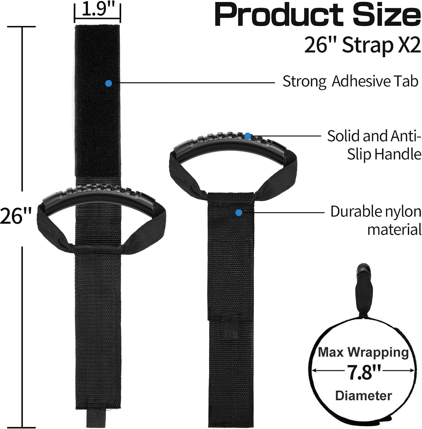 Extension Cord Storage Straps 17", 2 Pack, Black