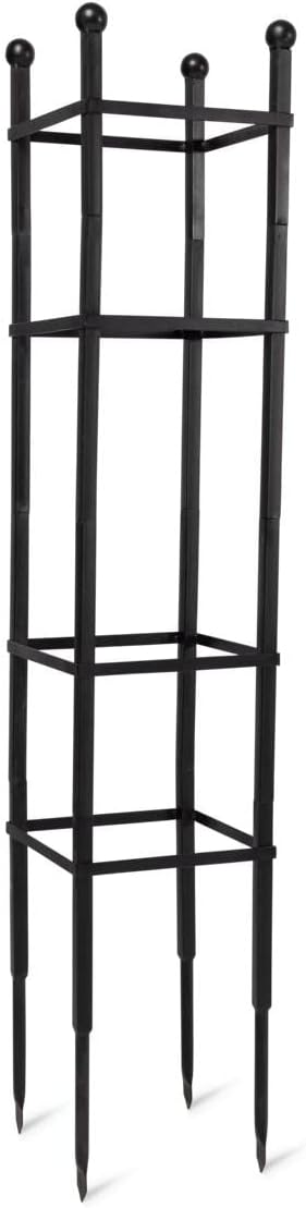 Essex Square Obelisk, 5 Feet Tall Large Steel Tower Trellis for Garden | Perfect for Climbing Plants & Vining Flowers - Black