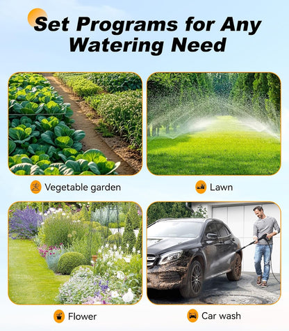 Sprinkler Timer 2 Zone, Water Timers for Garden Hose, Brass Inlet, Programmable Hose Timer with Rain Delay/Manual Modes, Faucet Timers for Lawn, Yard