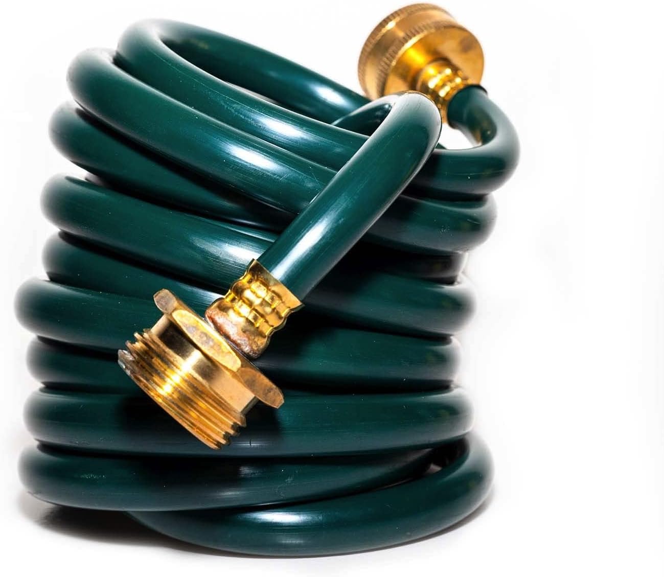 15FT Blue EVA Coil Garden Hose with Metal Fittings