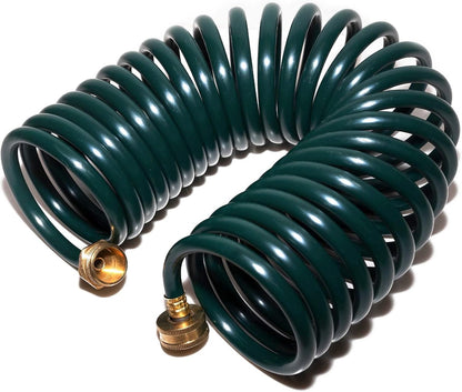 15FT Blue EVA Coil Garden Hose with Metal Fittings