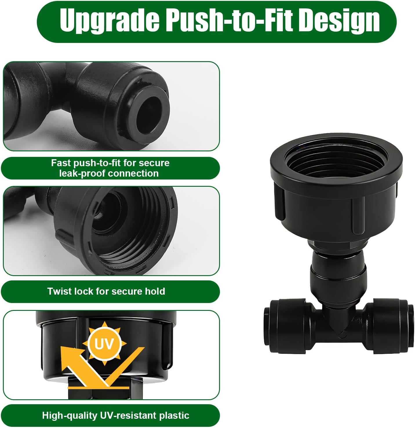 5Pack Push-to-Fit 3/4" to 1/4" Drip Irrigation Faucet Adapters