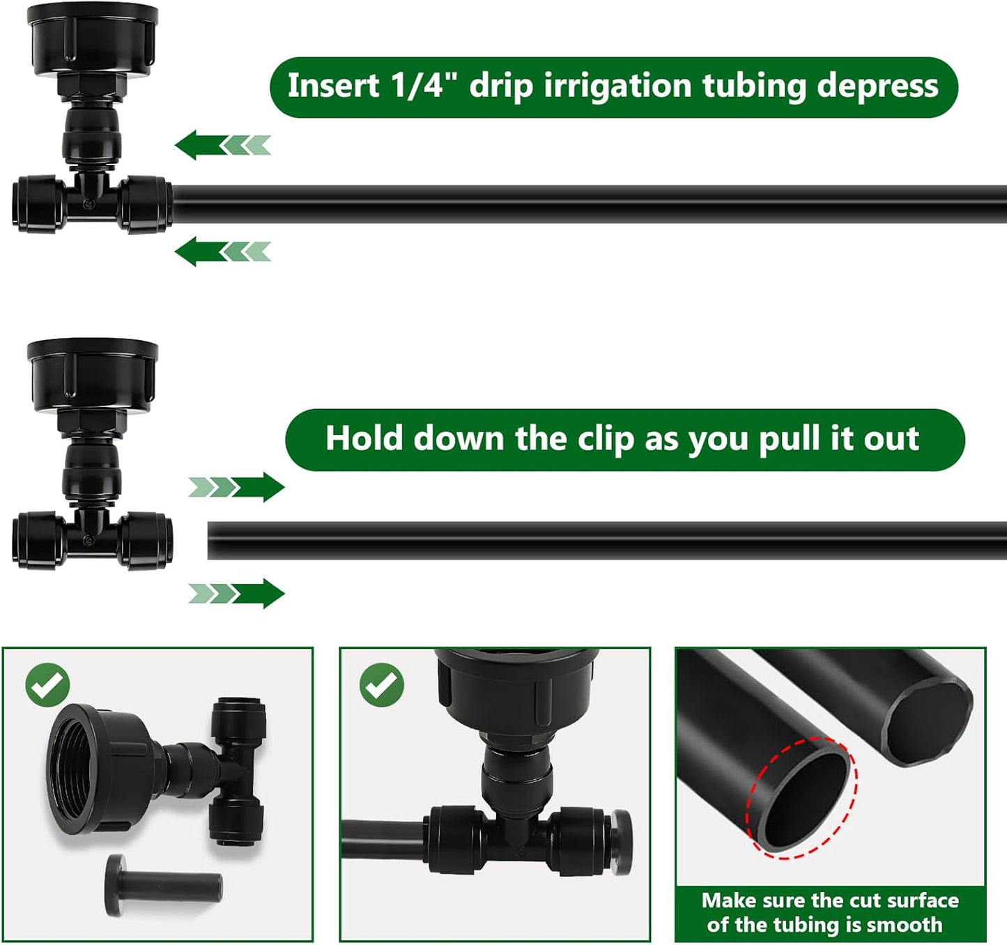 5Pack Push-to-Fit 3/4" to 1/4" Drip Irrigation Faucet Adapters