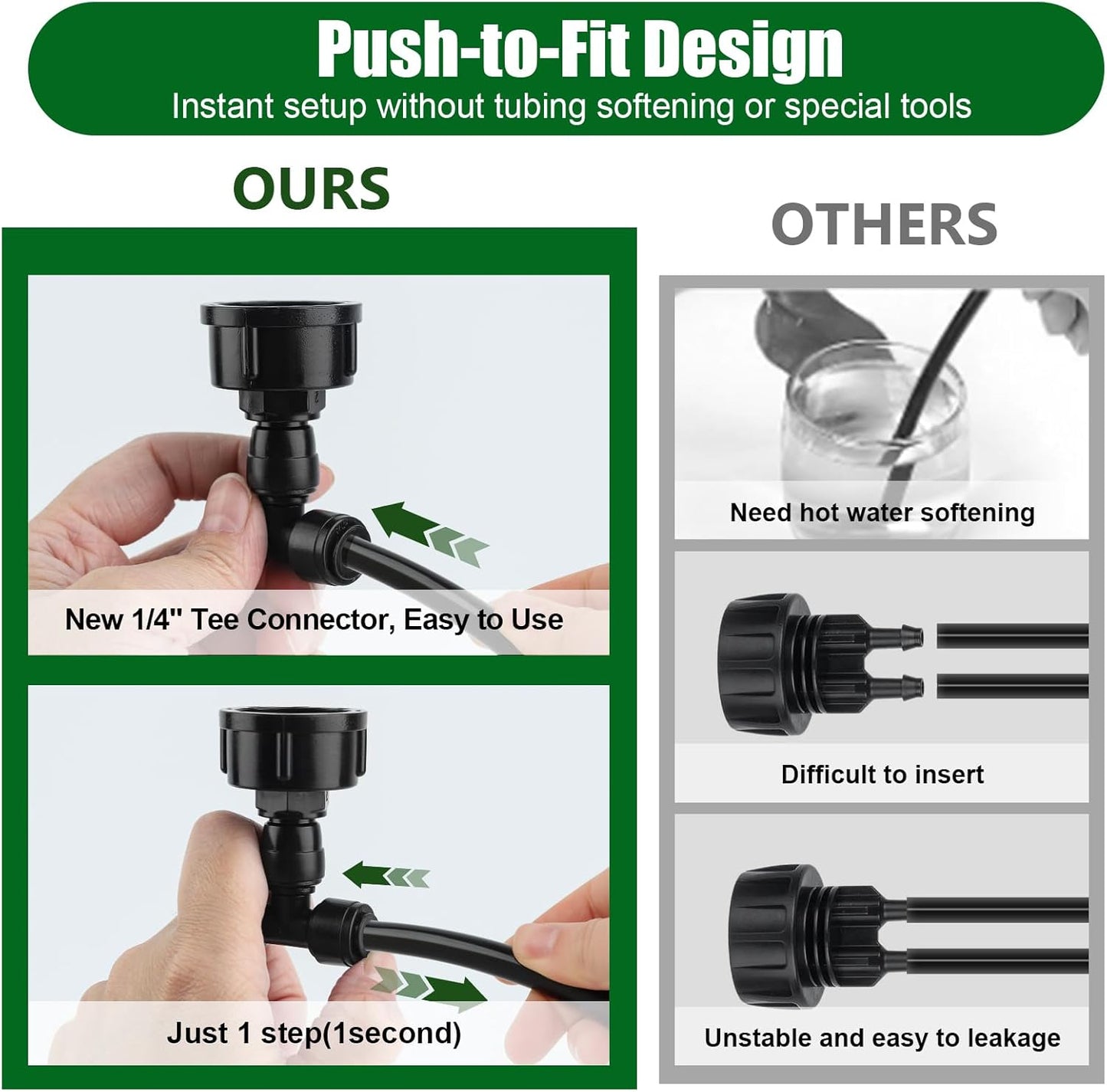 5Pack Push-to-Fit 3/4" to 1/4" Drip Irrigation Faucet Adapters