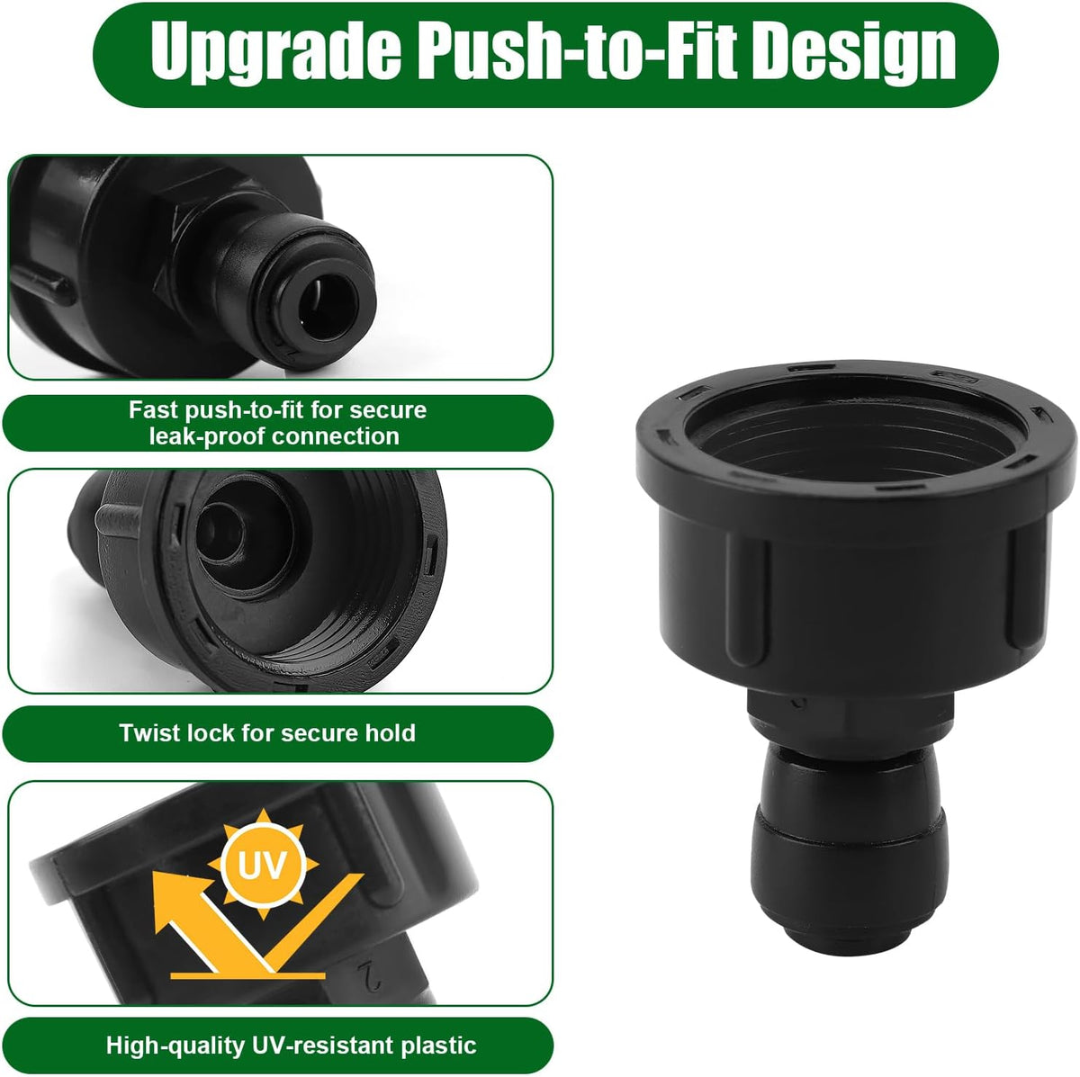 5Pack Push-to-Fit 3/4" to 1/4" Drip Irrigation Faucet Adapters