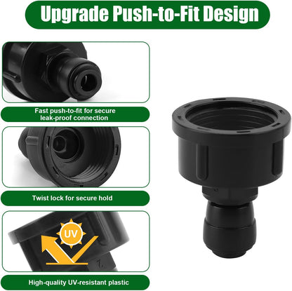 5Pack Push-to-Fit 3/4" to 1/4" Drip Irrigation Faucet Adapters