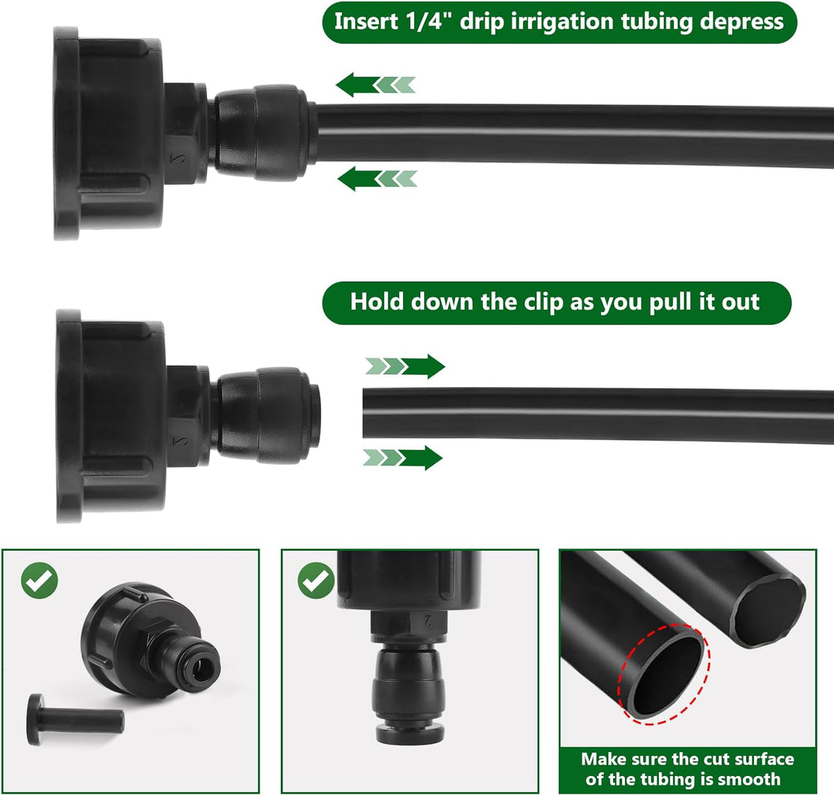 5Pack Push-to-Fit 3/4" to 1/4" Drip Irrigation Faucet Adapters