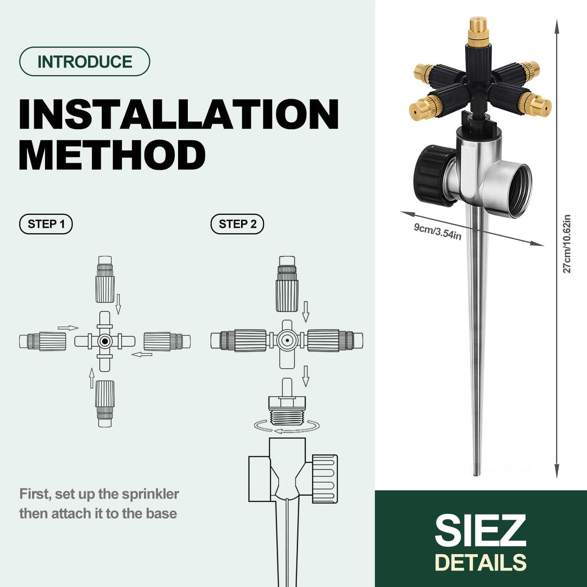2 Pack Sprinklers for Yard Small Area,Metal Flower Bed Sprinkler