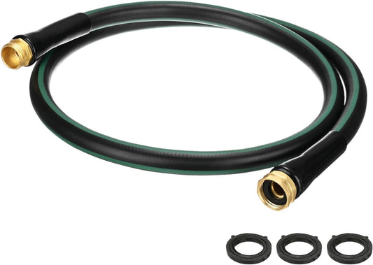 Garden Hose 5/8 Inch x 5 FT, Flexible PVC Leader Hose, Leakproof Water Hose with Swivel Handle, Male to Female Fittings, Burst 600 PSI [Black Green]