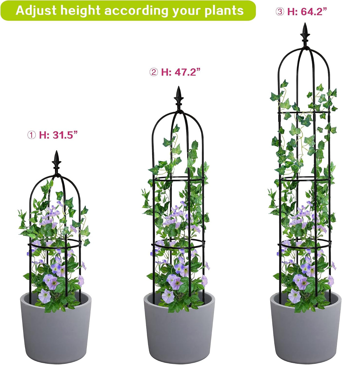 Garden Obelisk Trellis for Climbing Plants Outdoor 6 Ft Rose Bush Round Trellis for Pots Rustproof Metal Plant Flower Trellises for Clematis Vine Jasmine Support Outdoor Indoor
