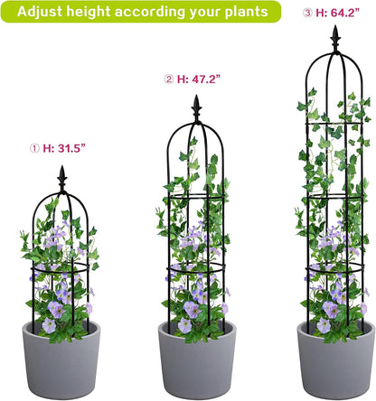 Garden Obelisk Trellis for Climbing Plants Outdoor 6 Ft Rose Bush Round Trellis for Pots Rustproof Metal Plant Flower Trellises for Clematis Vine Jasmine Support Outdoor Indoor