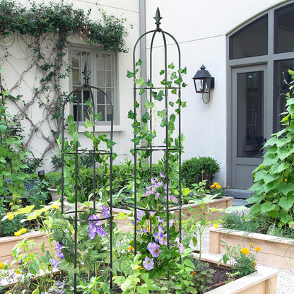Garden Obelisk Trellis for Climbing Plants Outdoor 6 Ft Rose Bush Round Trellis for Pots Rustproof Metal Plant Flower Trellises for Clematis Vine Jasmine Support Outdoor Indoor