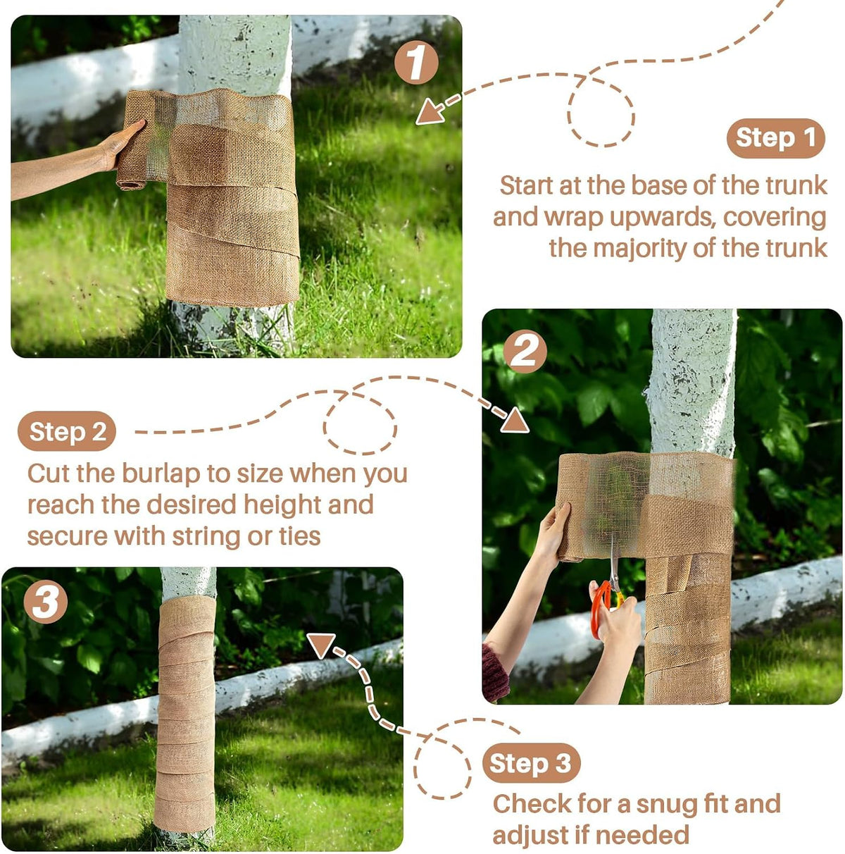 MAQIHAN Burlap Roll for Gardening - 7.8 x 118 Inch Tree Trunk Wrap, 2 Pack