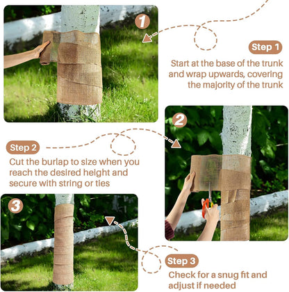 MAQIHAN Burlap Roll for Gardening - 7.8 x 118 Inch Tree Trunk Wrap, 2 Pack