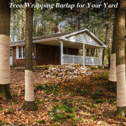 MAQIHAN Burlap Roll for Gardening - 7.8 x 118 Inch Tree Trunk Wrap, 2 Pack