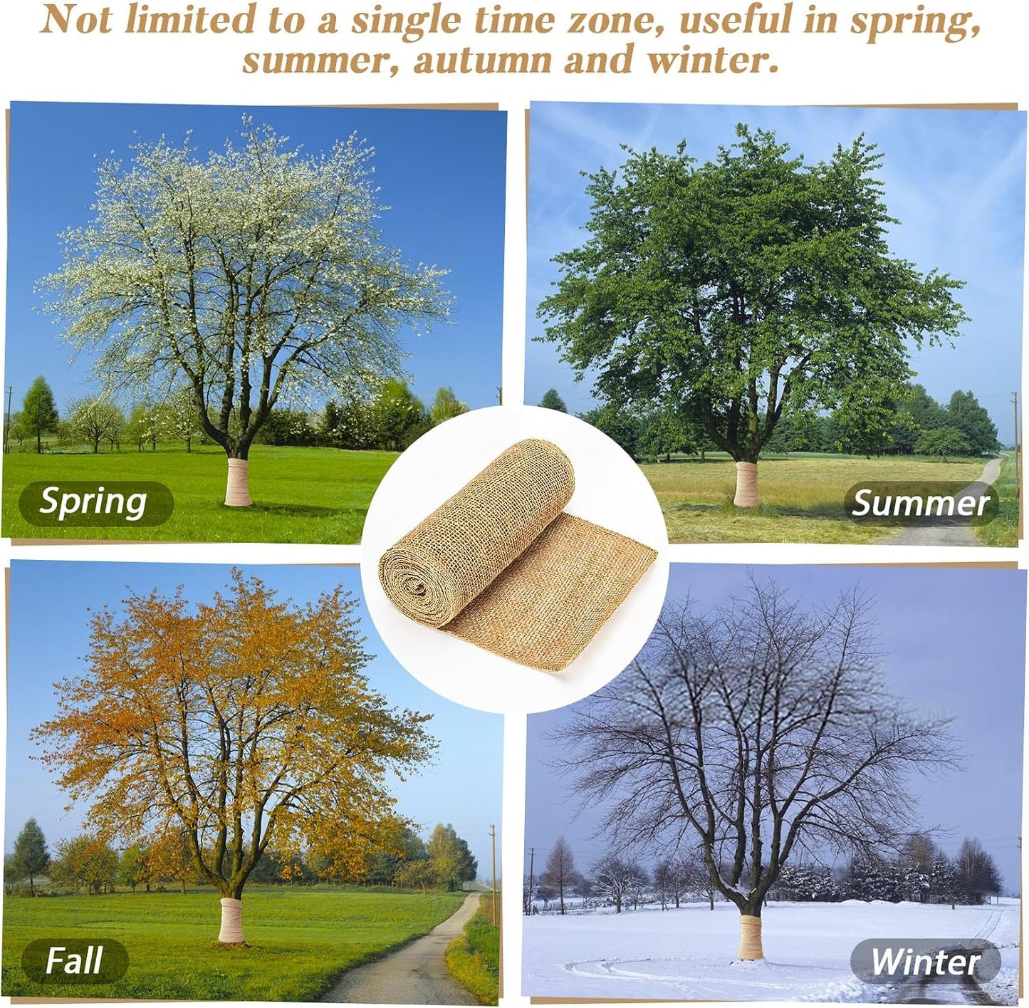 MAQIHAN Burlap Roll for Gardening - 7.8 x 118 Inch Tree Trunk Wrap, 2 Pack