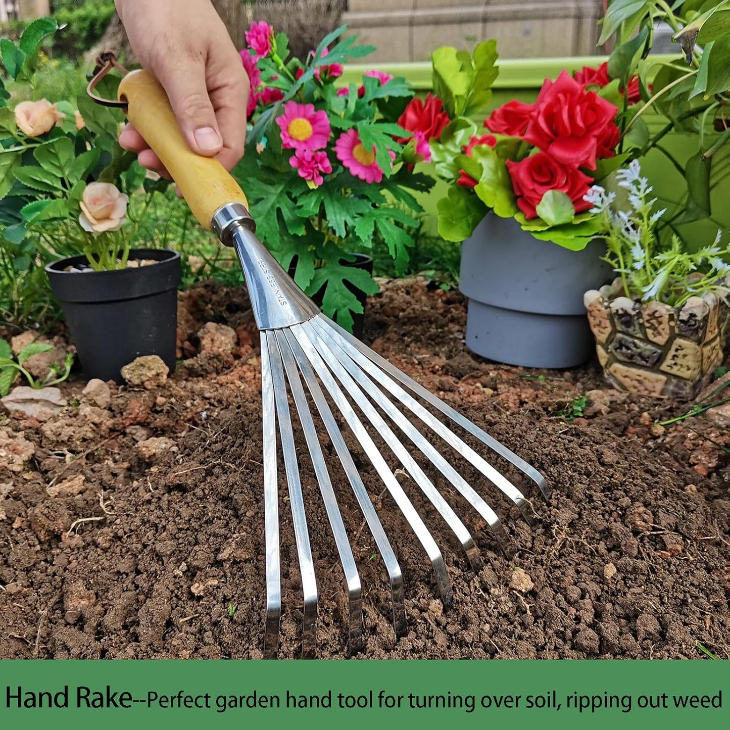 Hand Rake, Small Rake for Gardening, Mini Rakes for Flower beds