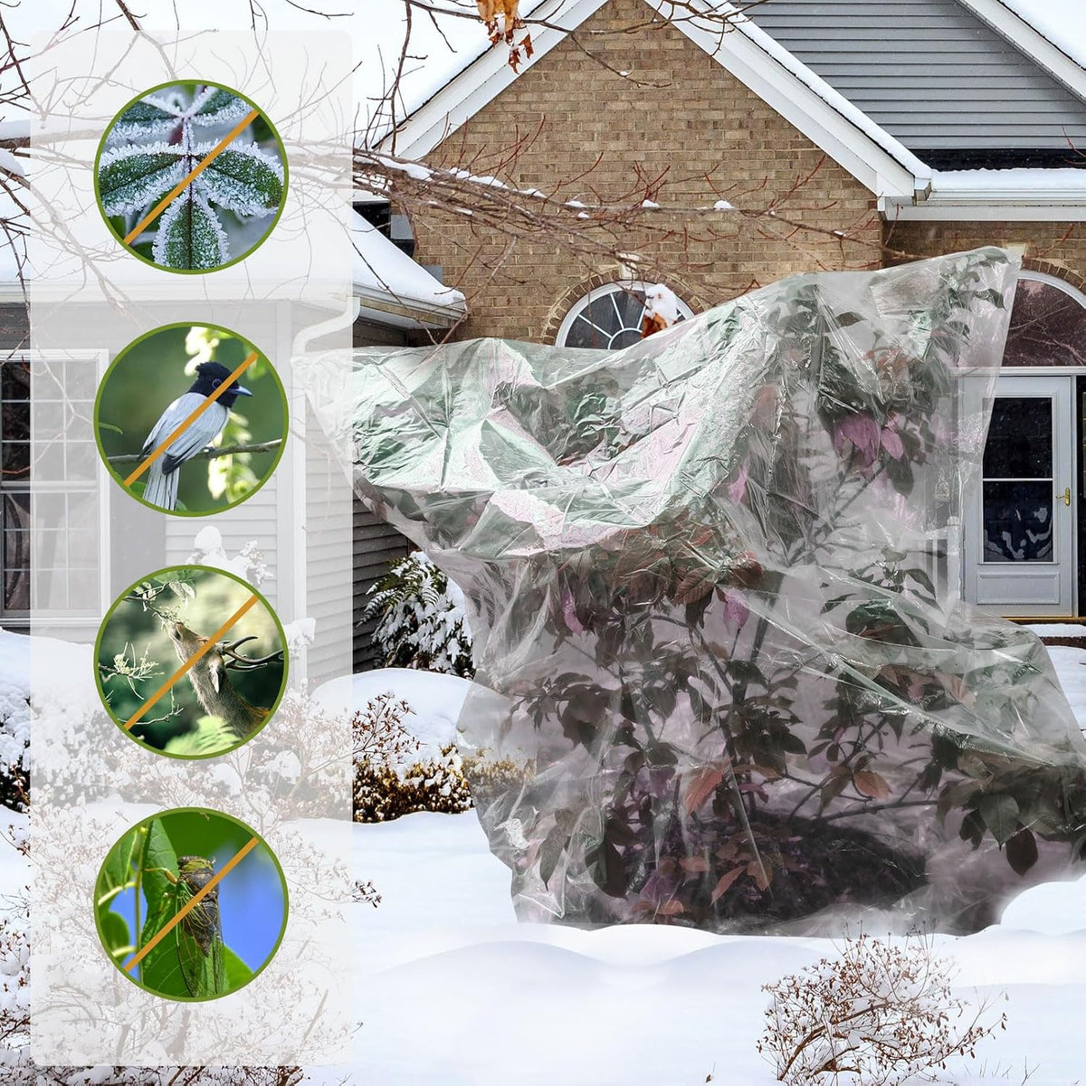 4 PCS 39.4" x59" Winter Plant Film Covers with Drawstring