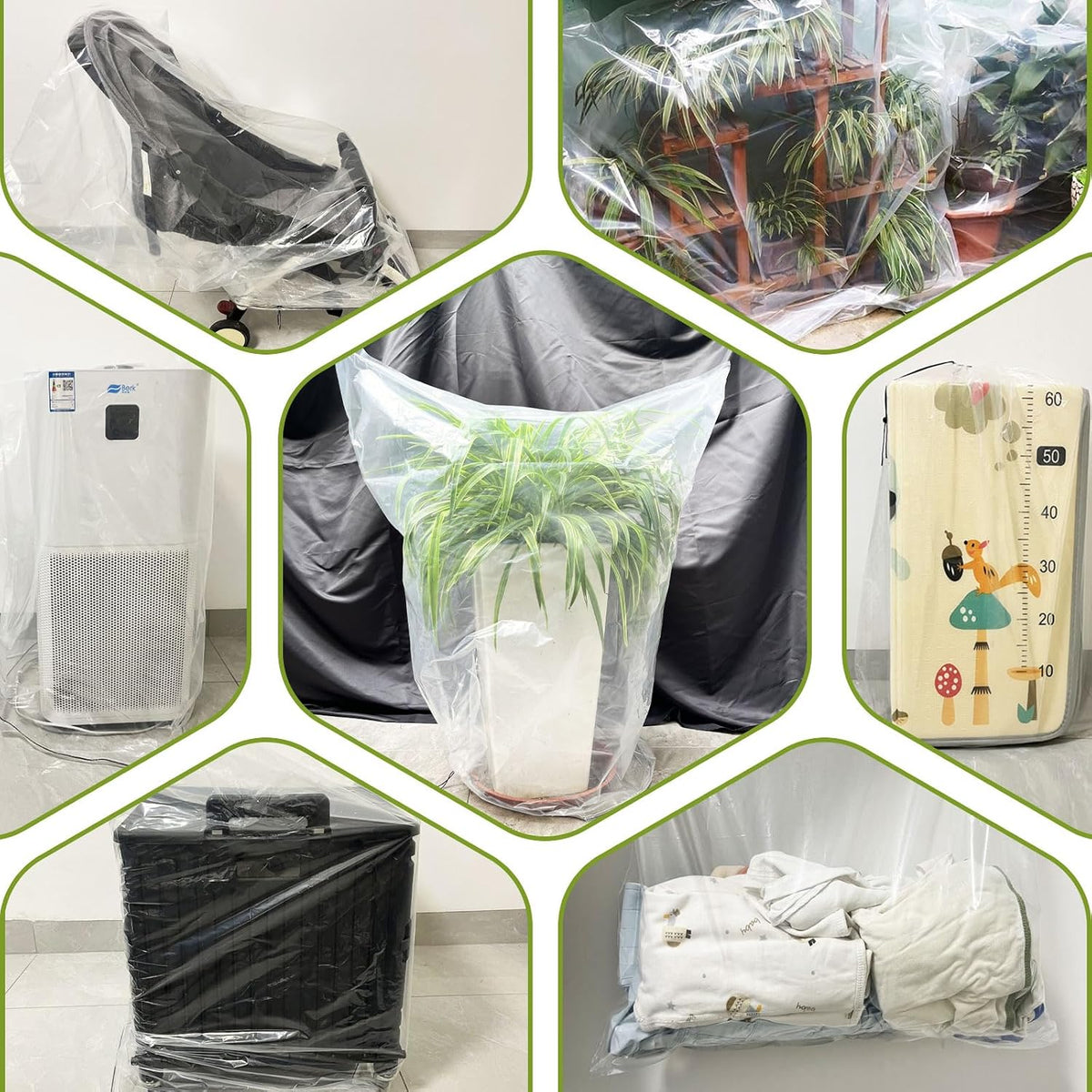 4 PCS 39.4" x59" Winter Plant Film Covers with Drawstring
