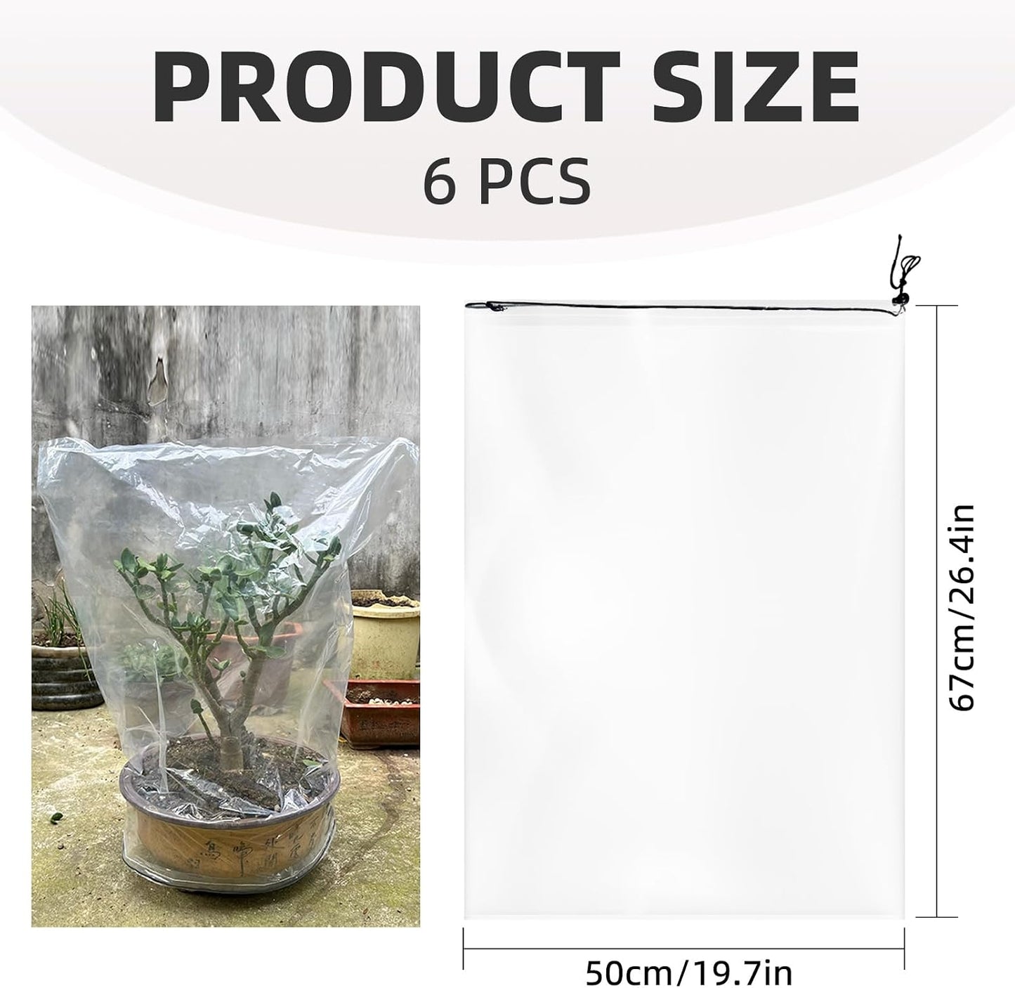 4 PCS 39.4" x59" Winter Plant Film Covers with Drawstring