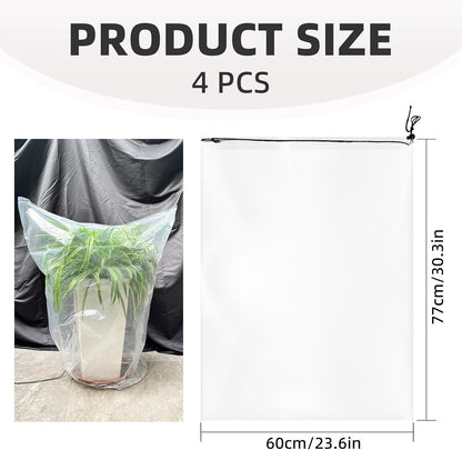 4 PCS 39.4" x59" Winter Plant Film Covers with Drawstring