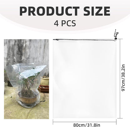 4 PCS 39.4" x59" Winter Plant Film Covers with Drawstring