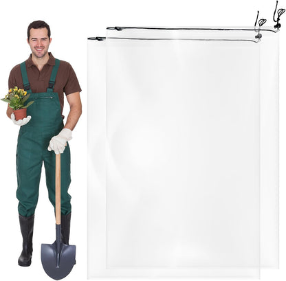 4 PCS 39.4" x59" Winter Plant Film Covers with Drawstring