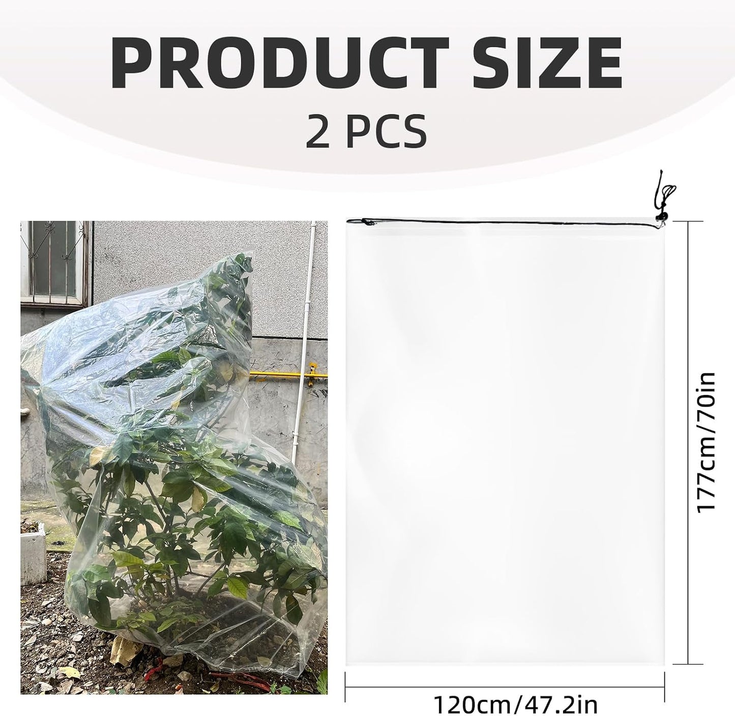 4 PCS 39.4" x59" Winter Plant Film Covers with Drawstring