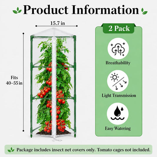 Garden Tomato Plant Cover Netting, Fits 40–55" Tomato Cages