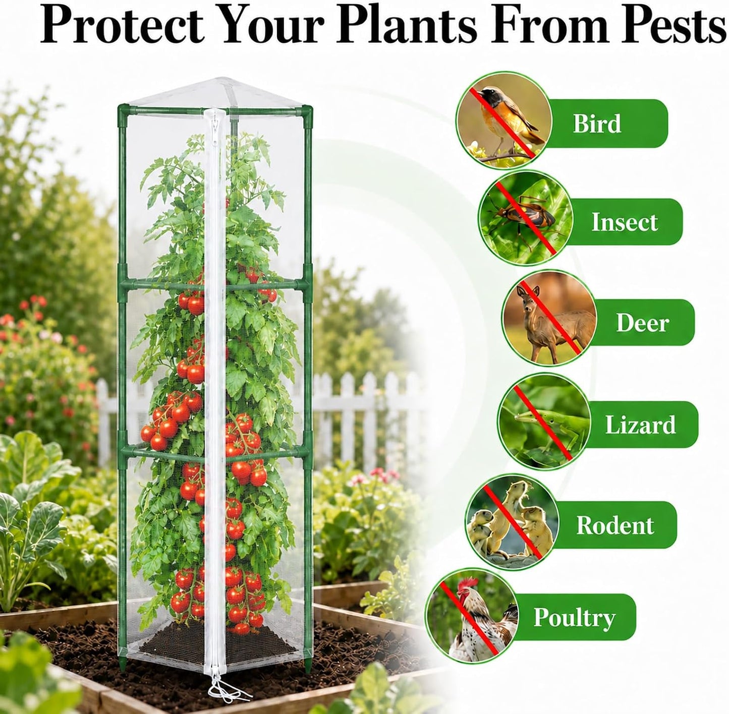 Garden Tomato Plant Cover Netting, Fits 40–55" Tomato Cages