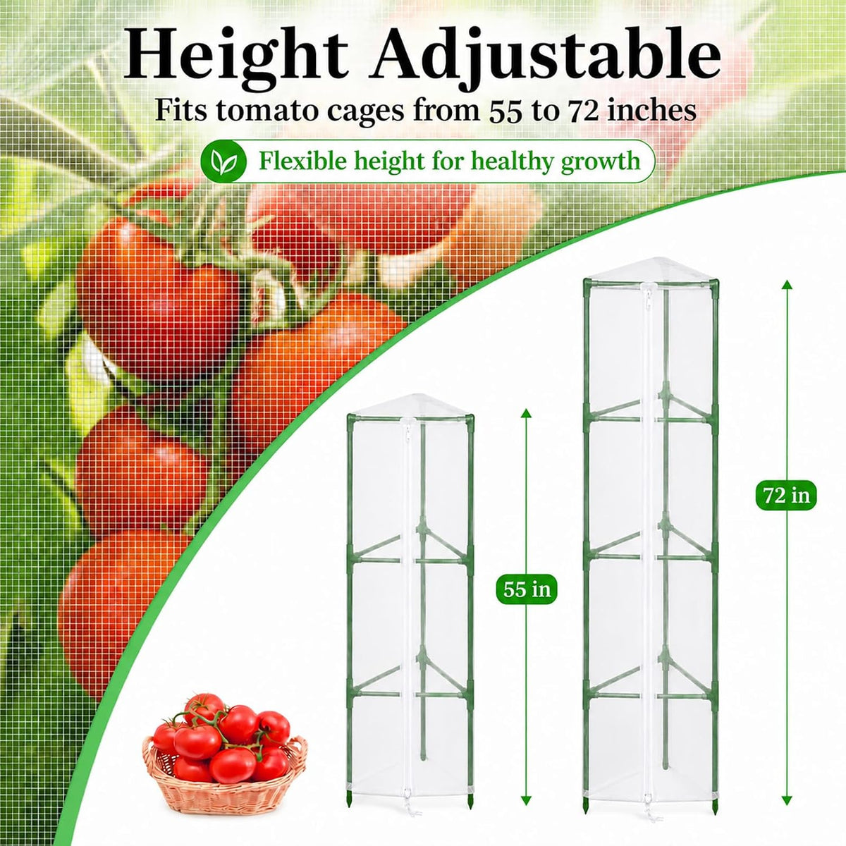 Garden Tomato Plant Cover Netting, Fits 40–55" Tomato Cages