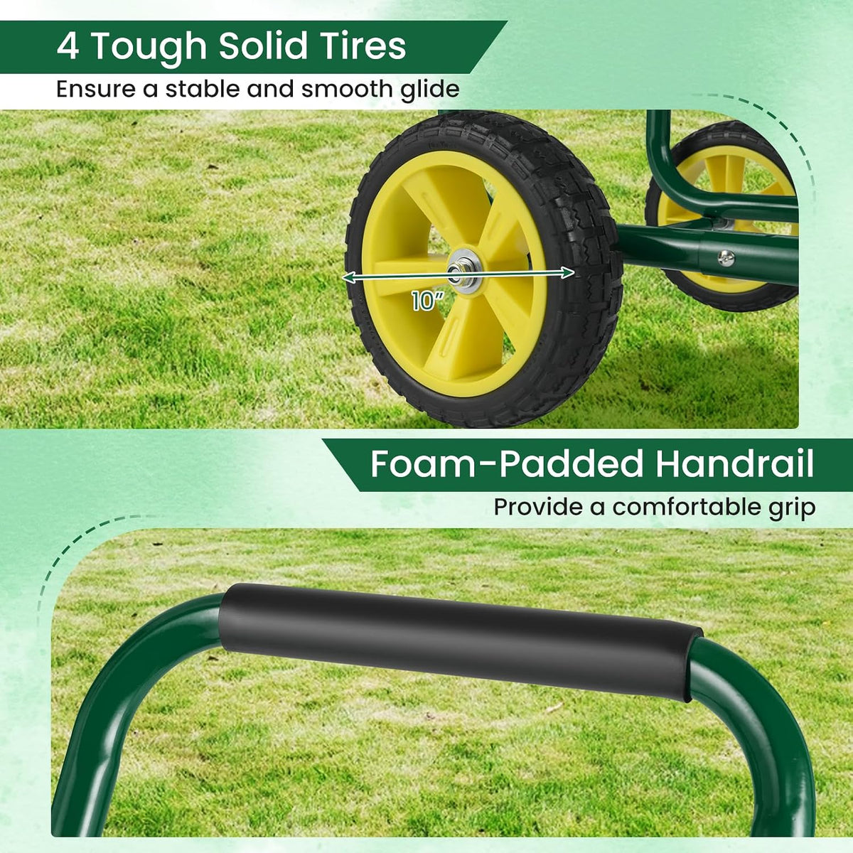 Garden Hose Reel Cart, 300ft 5/8" or 350ft 1/2", Heavy-Duty Metal Hose Cart w/4 Wheels, Storage Basket, Portable Water Hose Organizer for Yard Planting Lawn
