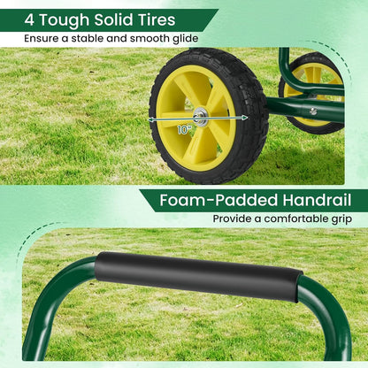 Garden Hose Reel Cart, 300ft 5/8" or 350ft 1/2", Heavy-Duty Metal Hose Cart w/4 Wheels, Storage Basket, Portable Water Hose Organizer for Yard Planting Lawn