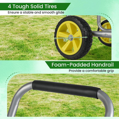 Garden Hose Reel Cart, 300ft 5/8" or 350ft 1/2", Heavy-Duty Metal Hose Cart w/4 Wheels, Storage Basket, Portable Water Hose Organizer for Yard Planting Lawn