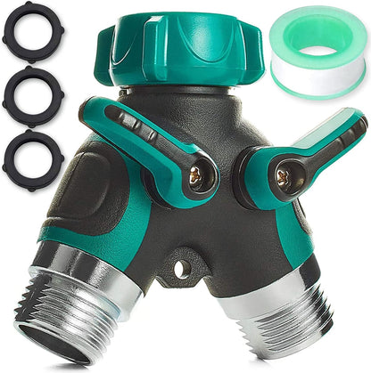 Garden Hose Splitter 2 Way Heavy Duty, Strong & Durable Garden Y Hose Splitter Connector Metal Body, Faucet Splitter, Hose Adapter, Water Tap Outdoor, Two Way Double Dual Hoses Splitter