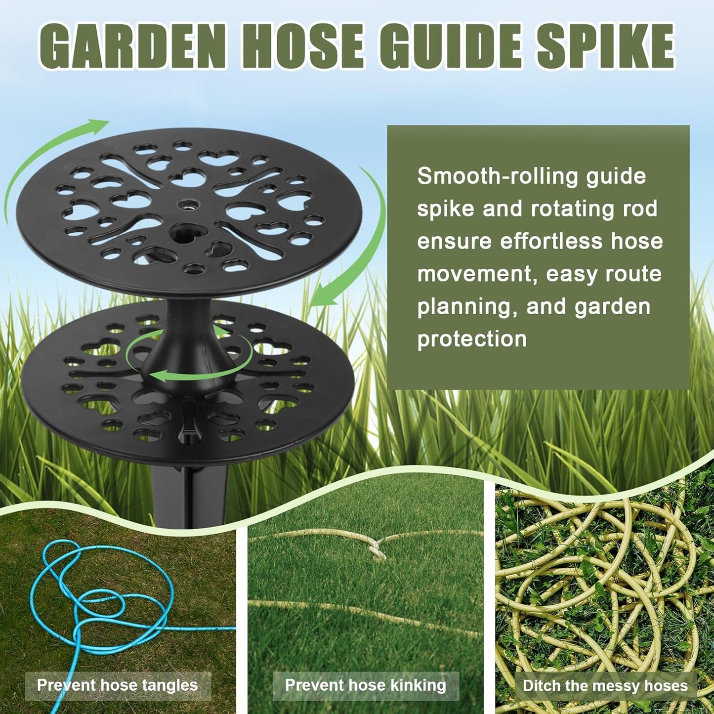 Hose Guides for Garden Heavy Duty Metal Water Hose Guards for Flower Beds Garden Stake Spike Cast Iron Plant Protector for Lawn Yard Ground Outside Flower Bed